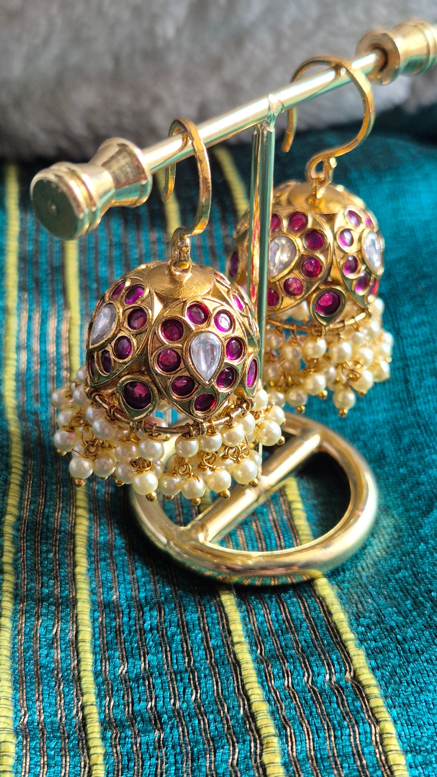 Red Stoned Jhumka