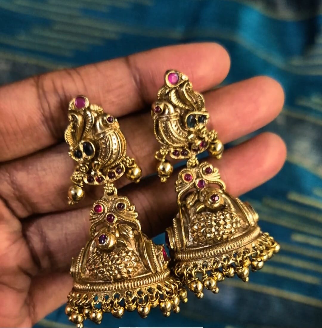 3D Peacock designed Jhumkas
