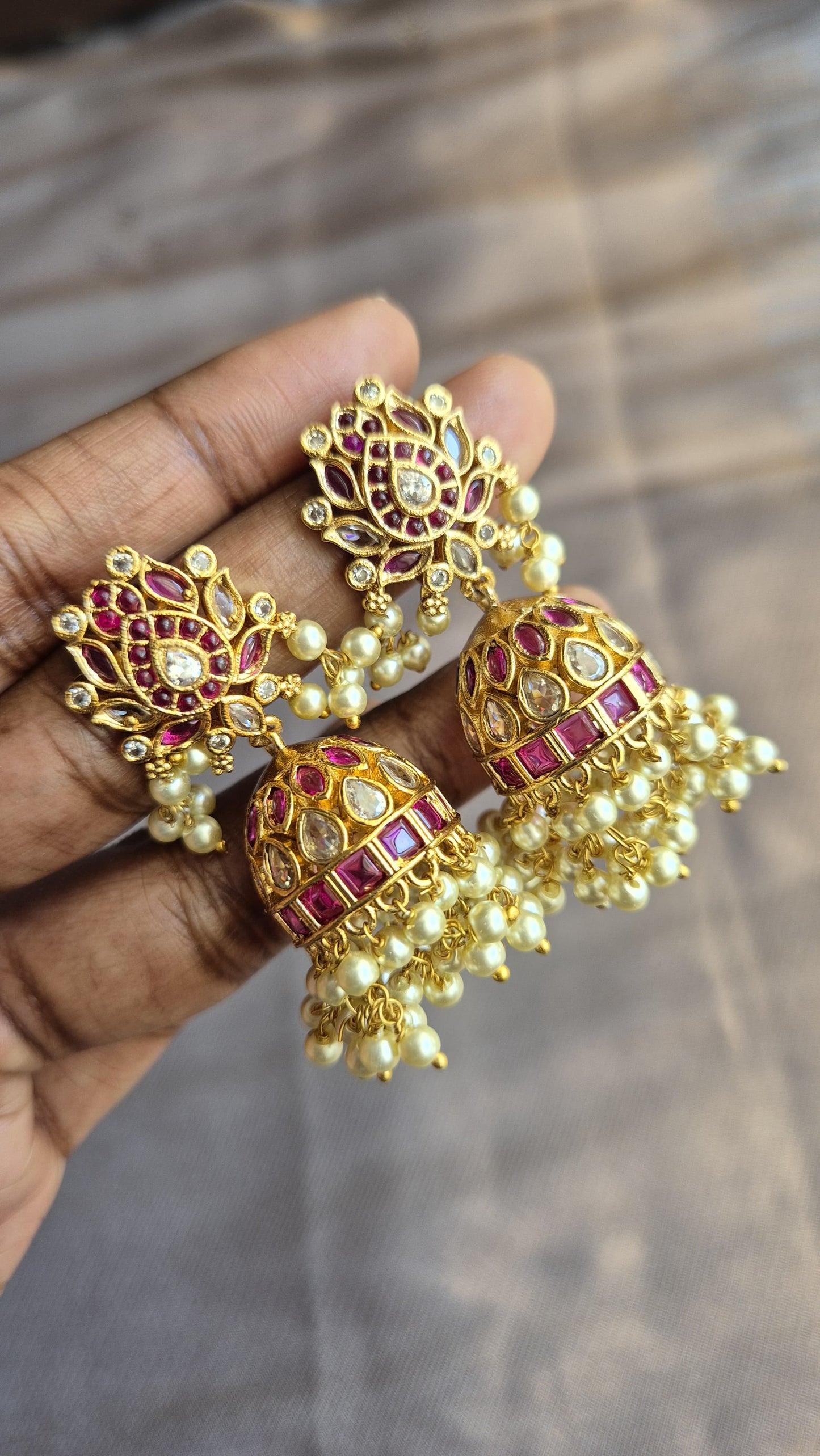 Red Lotus Jhumkas